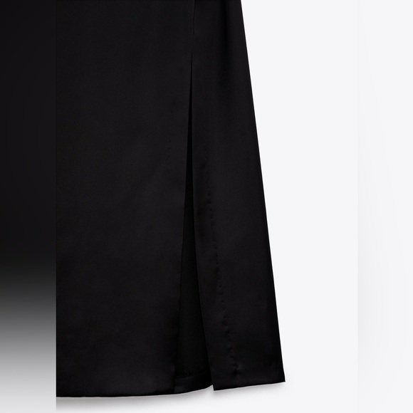 ZARA Black Corset Effect Satin Effect Slip Midi Maxi Dress $69.90 - Picture 4 of 12